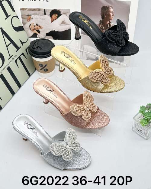 Women's Butterfly Embellished Kitten Heel Slippers