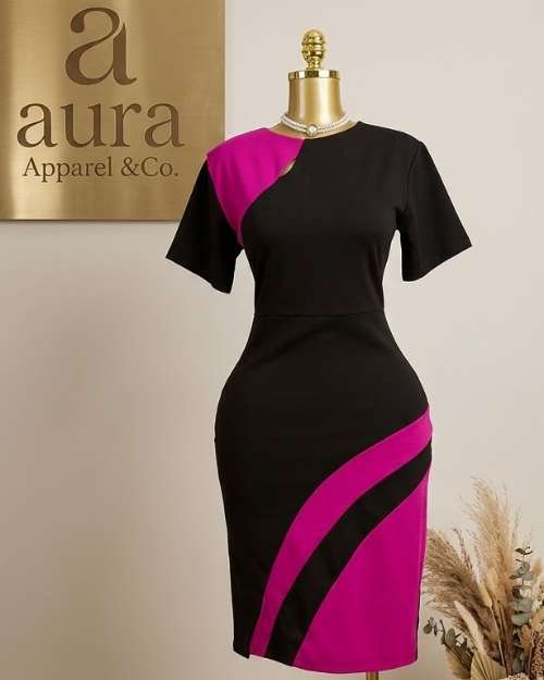 Women's Black and Pink Corporate Dress