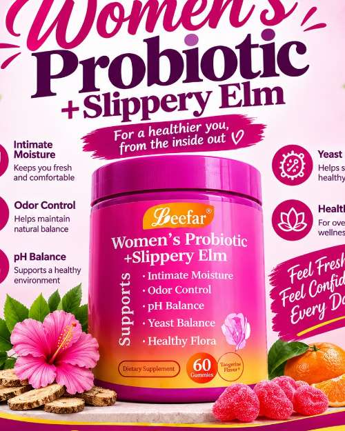 Beefar Women's Probiotic + Slippery Elm Gummies