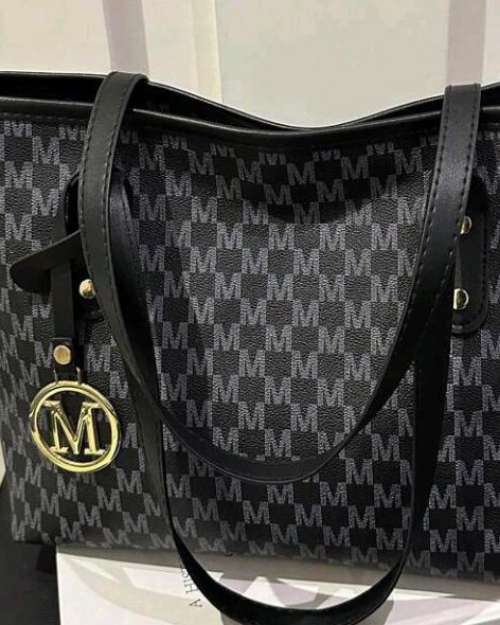 Black Monogram Tote Bag