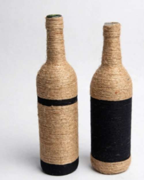 Jute Twine Wrapped Decorative Bottles