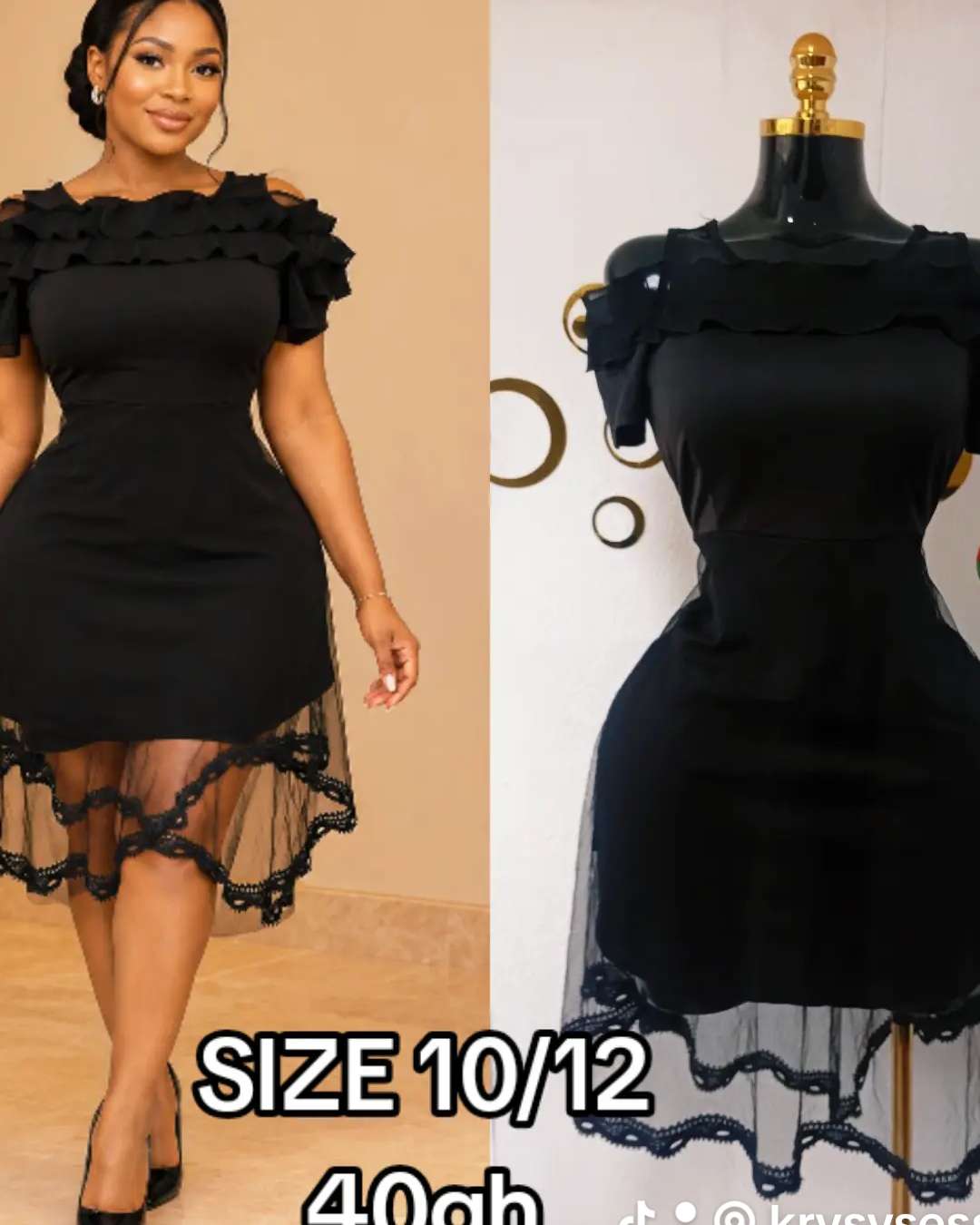 Women's Black Ruffle Off-Shoulder Dress