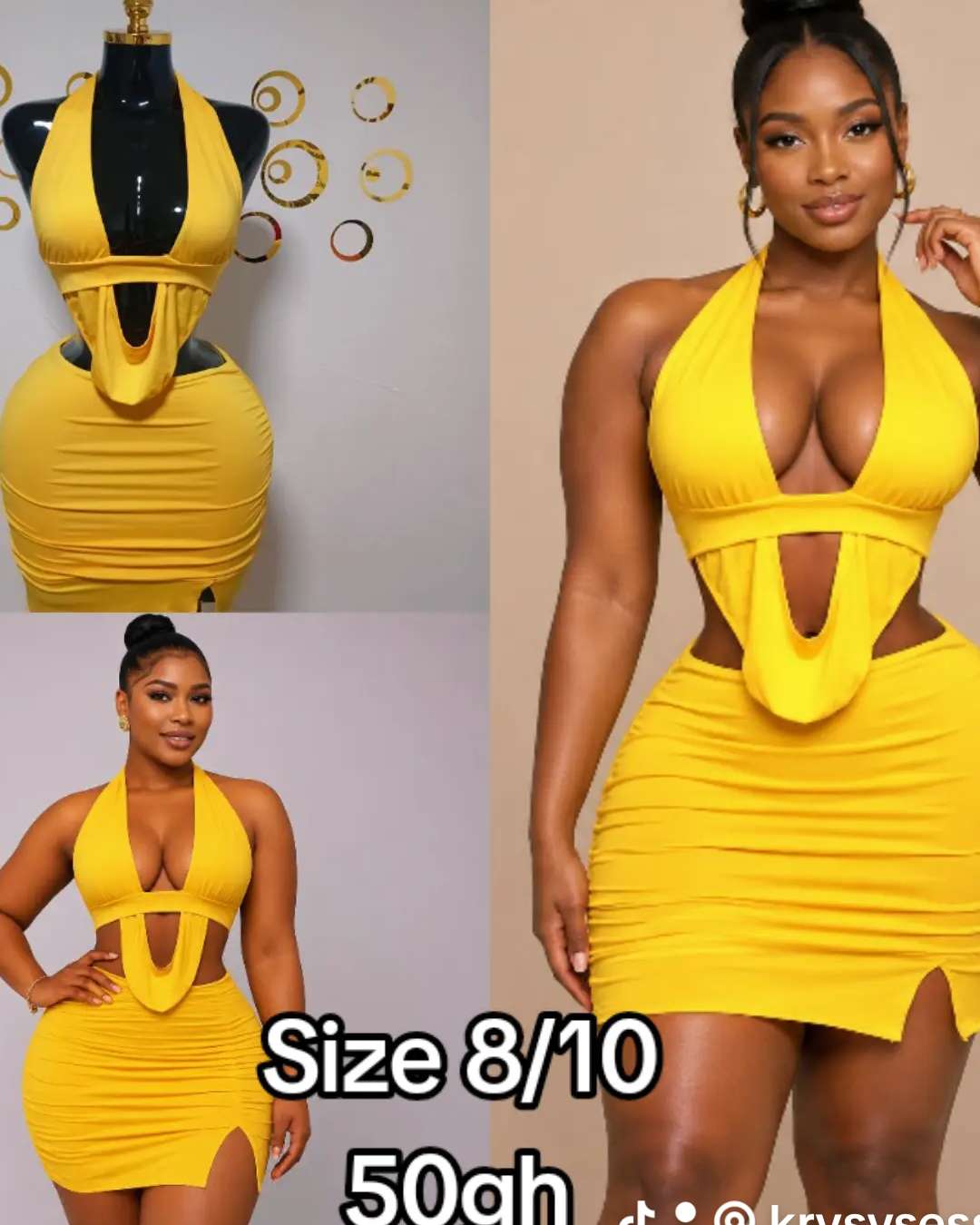 Yellow Halter Neck Two-Piece Mini Dress