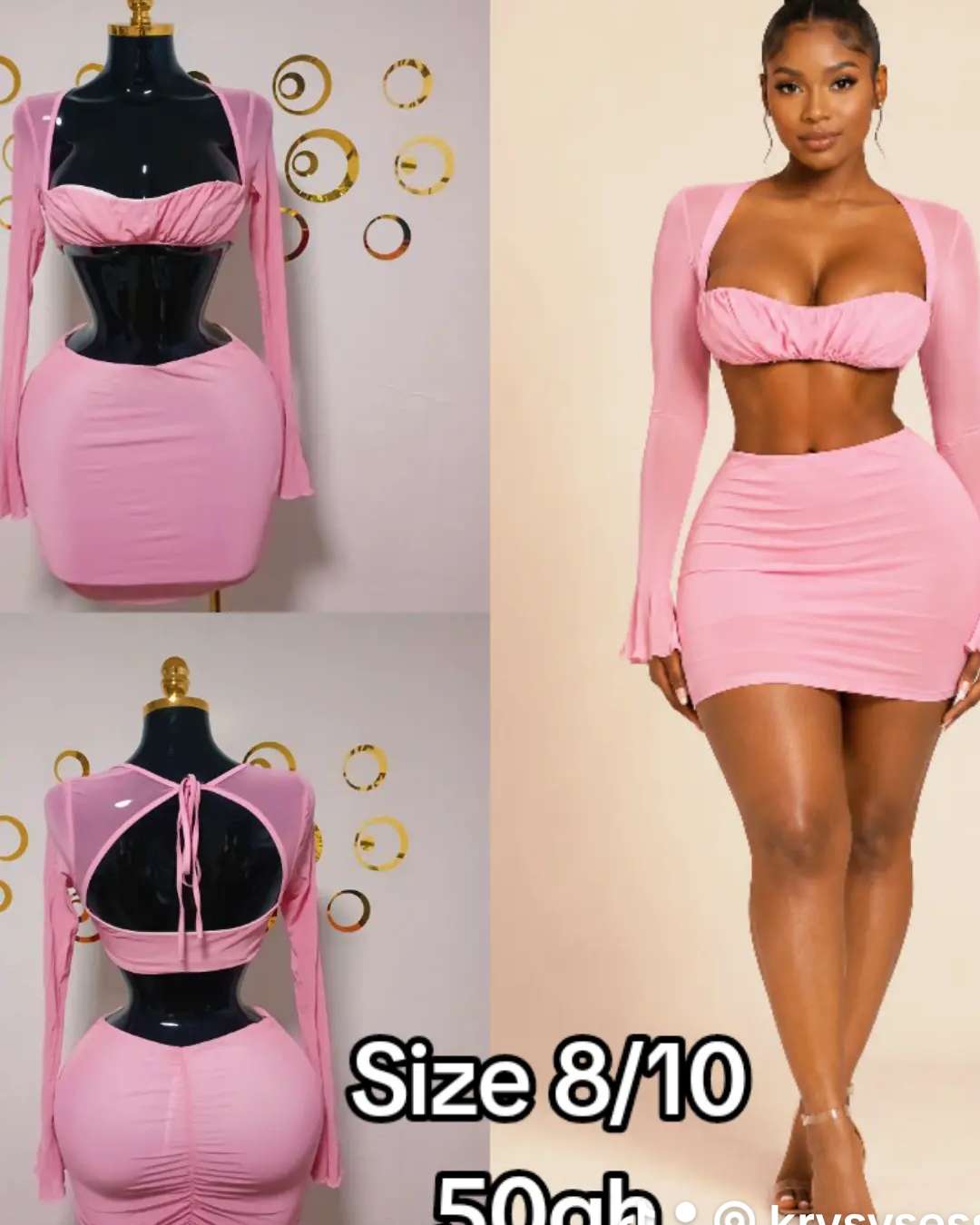 Pink Two-Piece Crop Top and Skirt Set