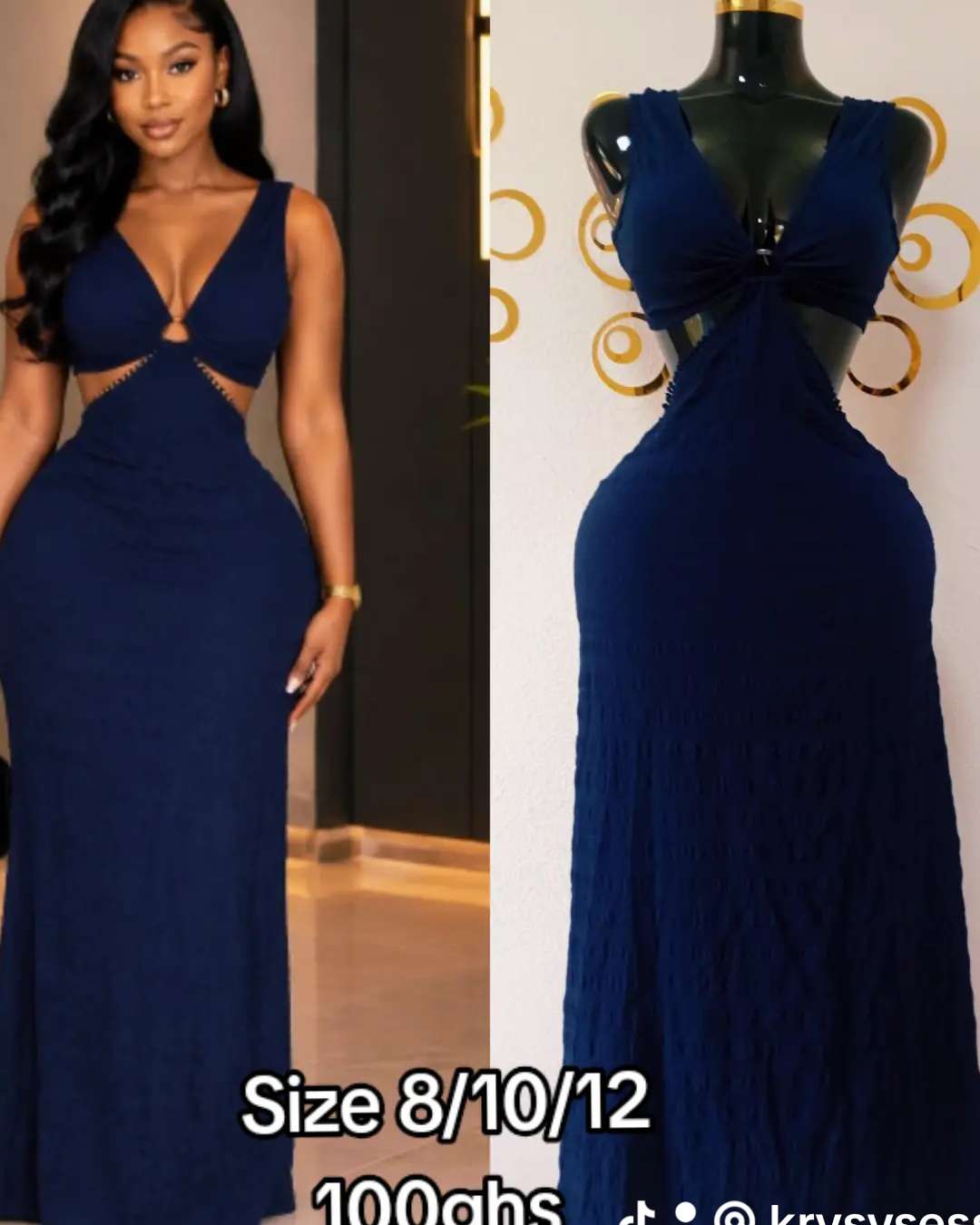 Navy Blue Cut-Out Maxi Dress