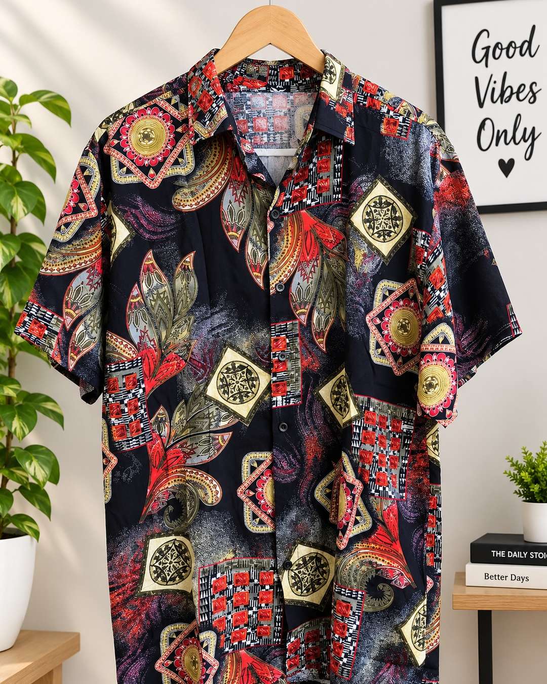 Men's Vintage Print Short-Sleeve Shirt
