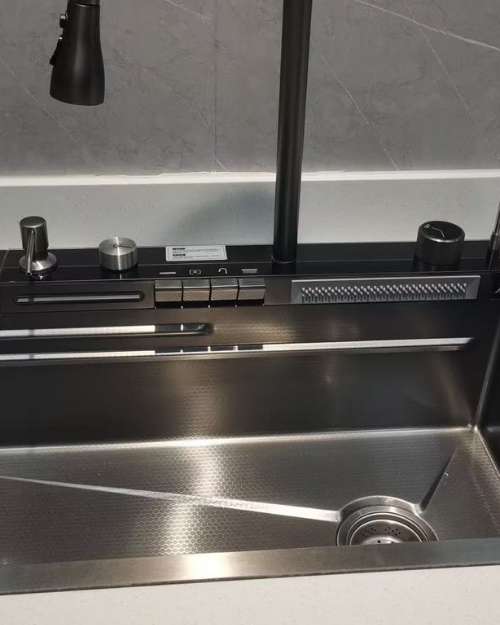 Stainless Steel Kitchen Sink with Faucet and Controls