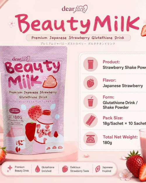 Dear Face Beauty Milk Premium Japanese Strawberry Glutathione Drink