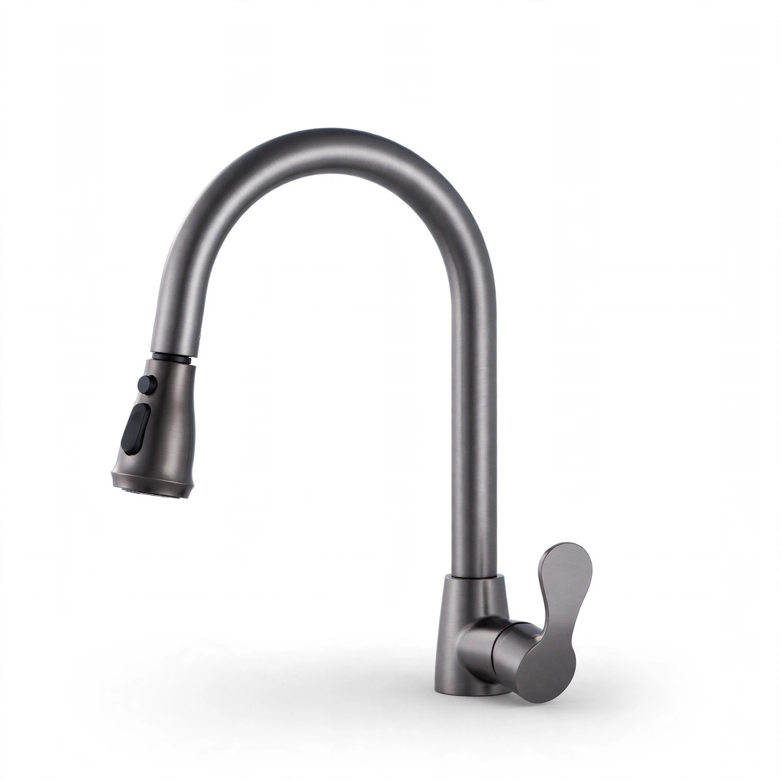 Gray Kitchen Faucet with Pull-Down Sprayer