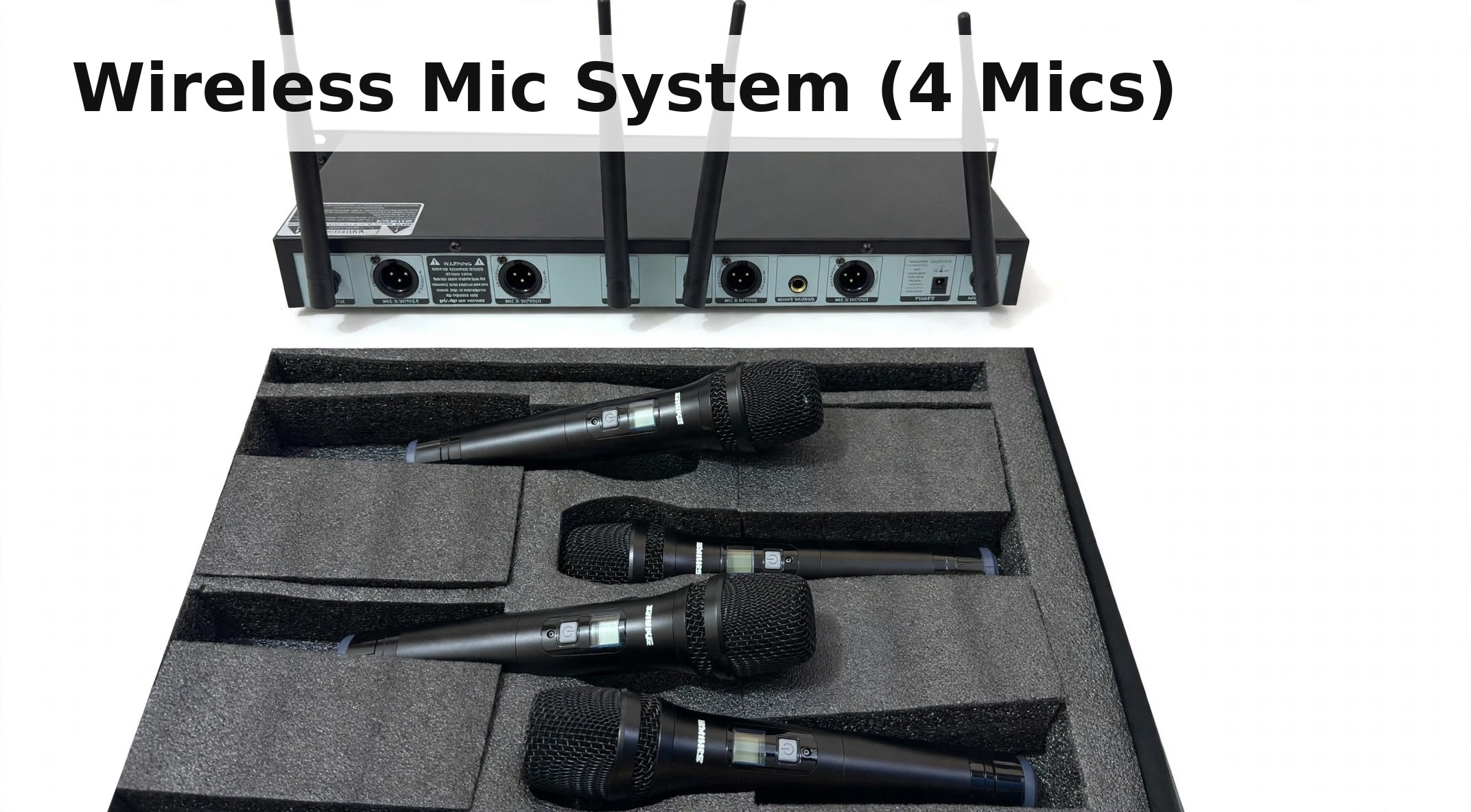 Wireless Microphone System with 4 Handheld Mics