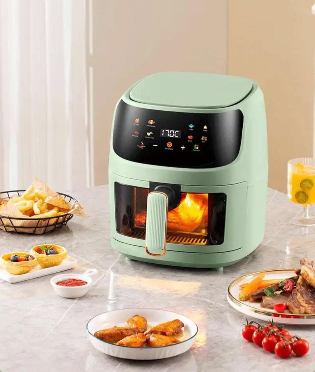 Mint Green Air Fryer with Viewing Window