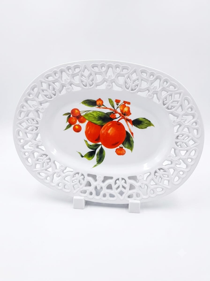 Oval Fruit Print Decorative Plate