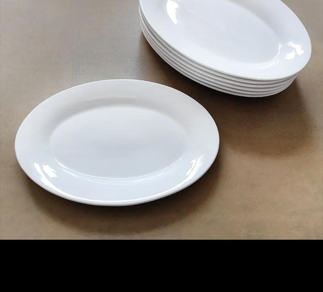 White Oval Dinner Plates Set