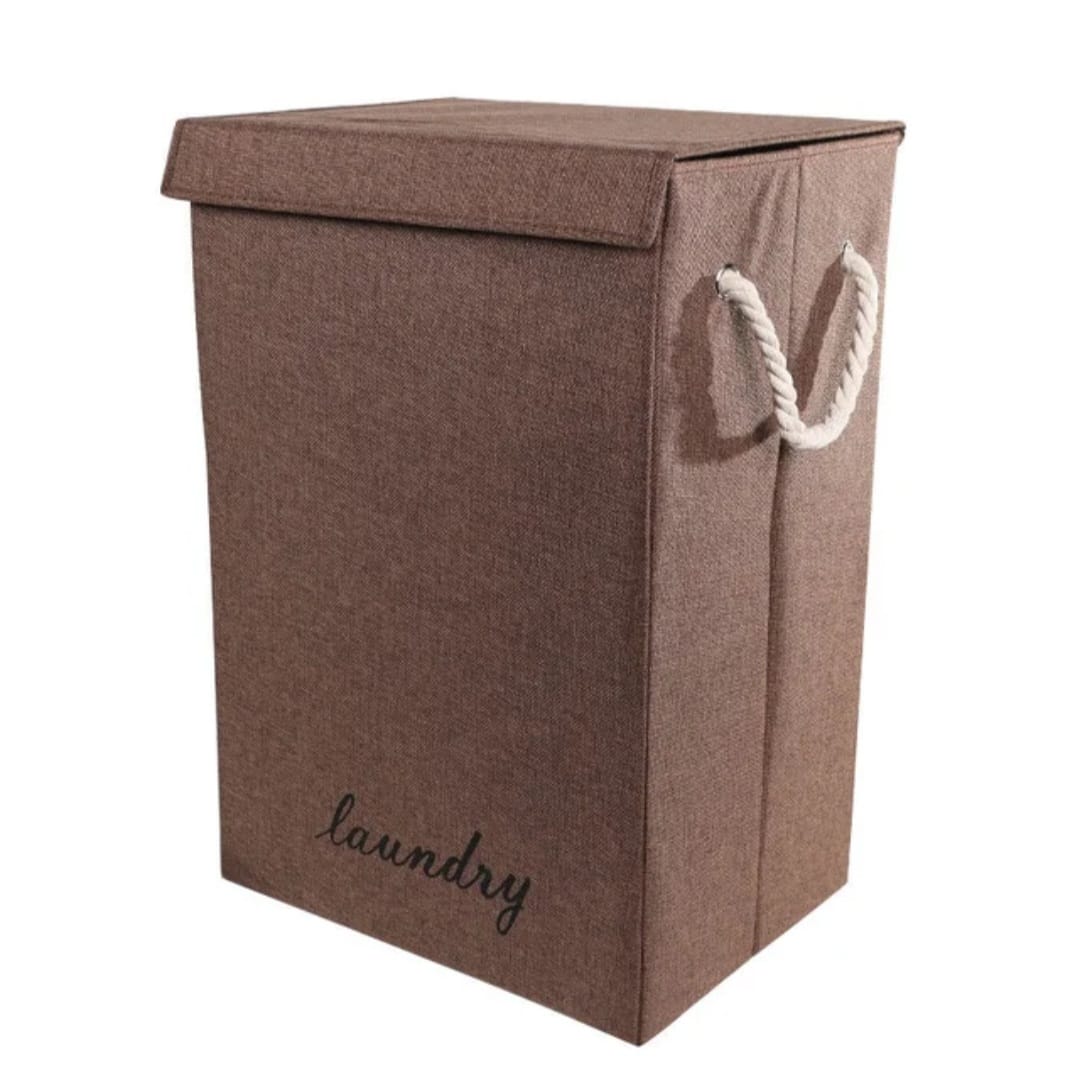 Brown Fabric Laundry Hamper with Lid