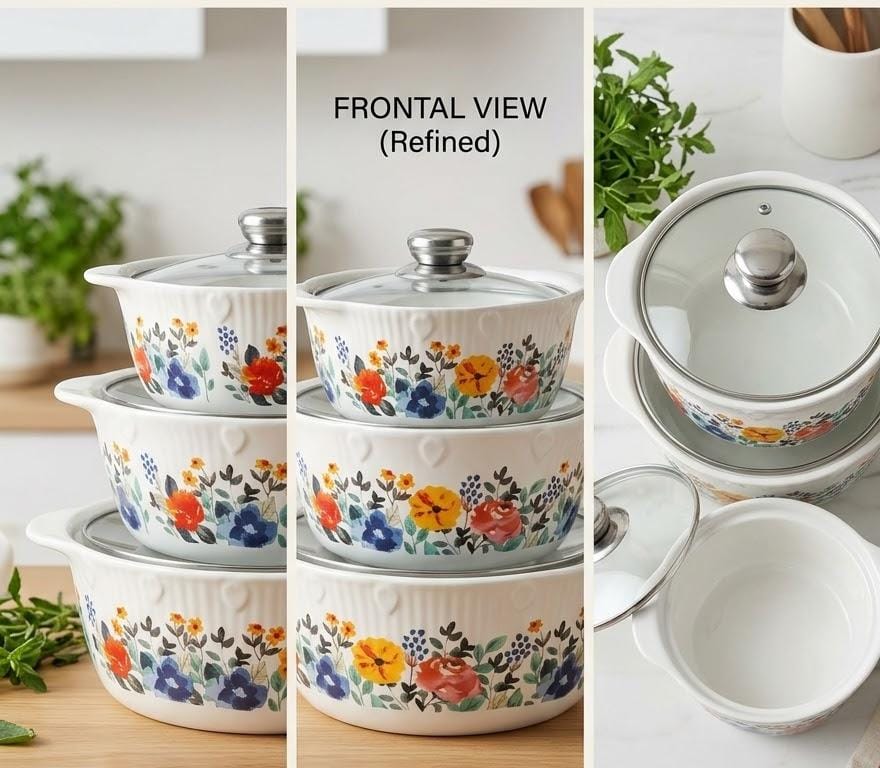 Floral Enamel Casserole Dish Set