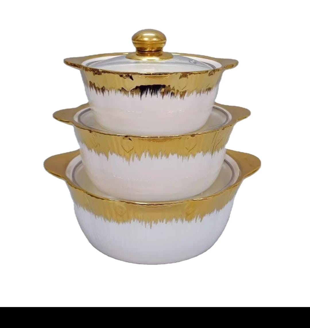 White and Gold Casserole Set