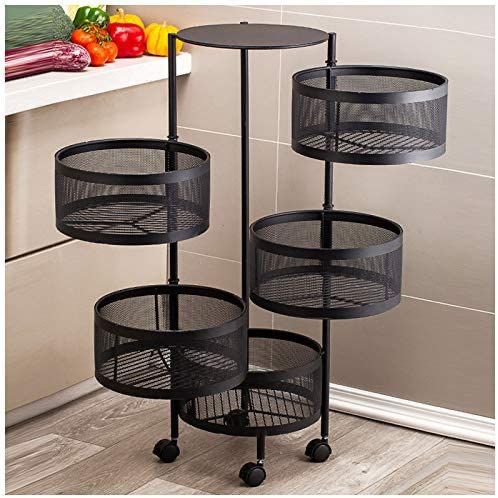 5-Tier Rotating Mesh Storage Rack with Wheels