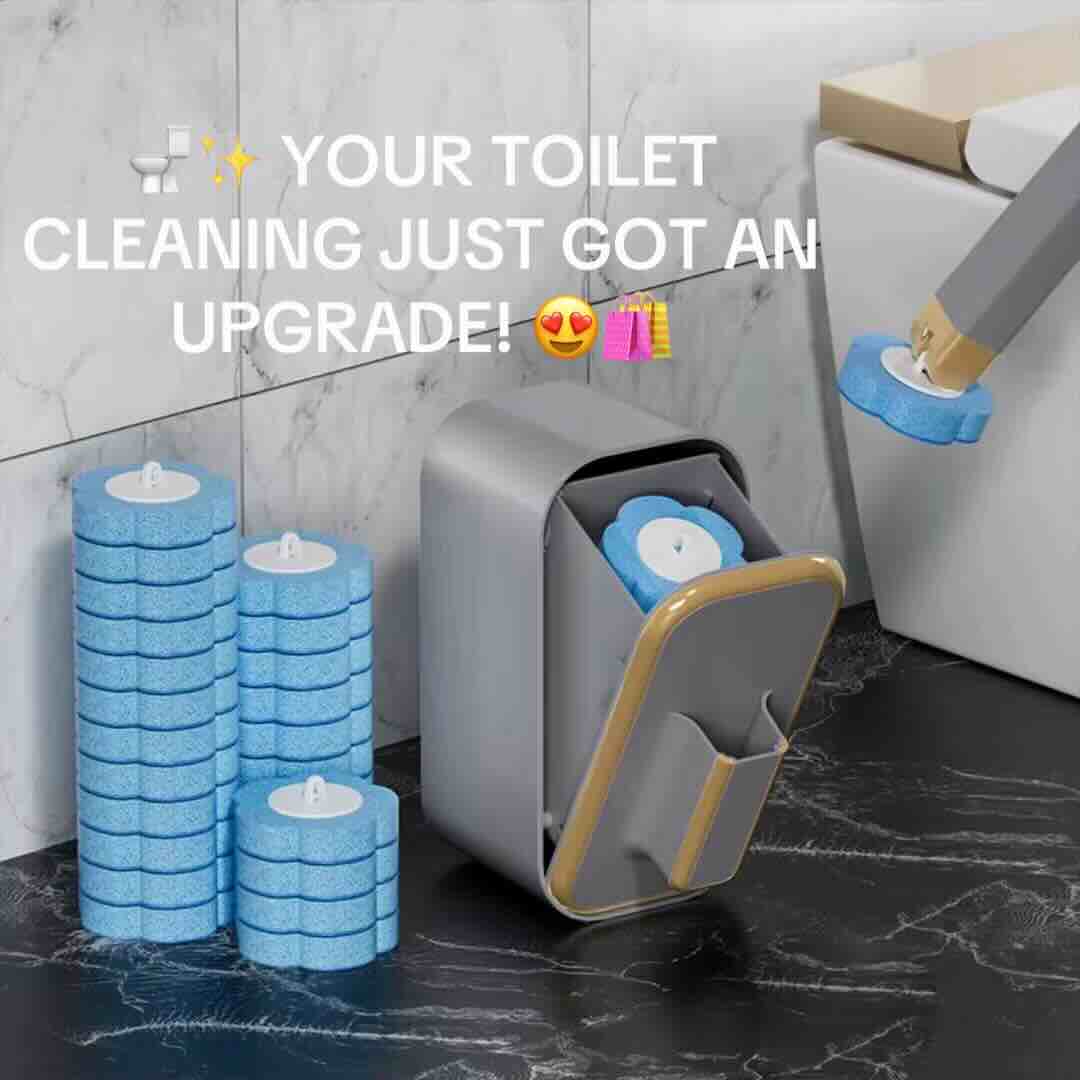 Disposable Toilet Brush with 20 Cleaning Pads