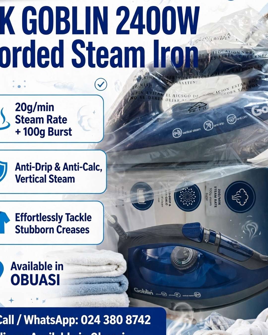 Goblin 2400W Corded Steam Iron