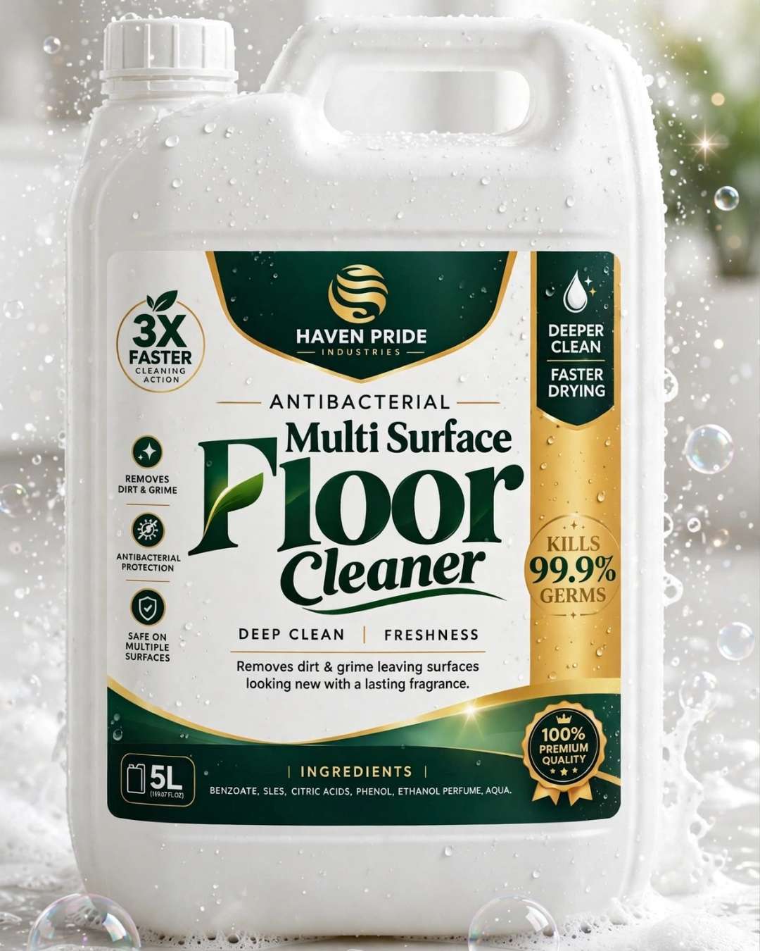 Haven Pride Antibacterial Multi-Surface Floor Cleaner, 5L