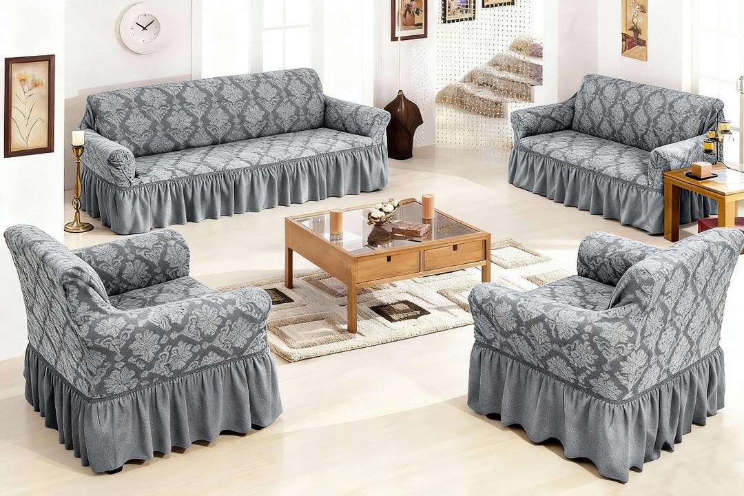 Damask Pattern Sofa Covers Set