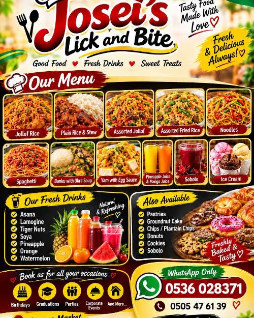 Josei's Lick and Bite Food Menu