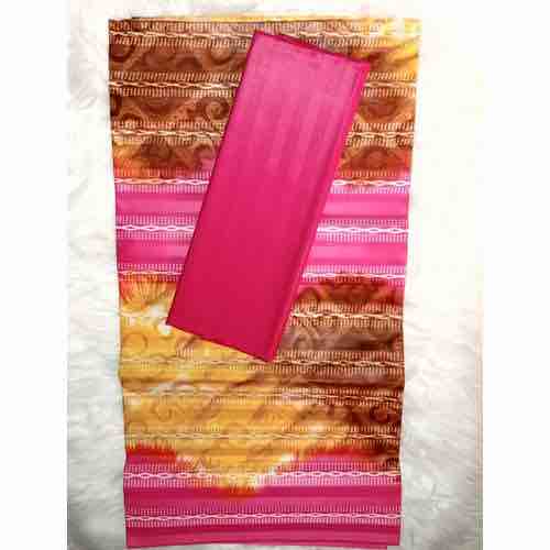 Pink Adire Plain and Pattern Fabric 