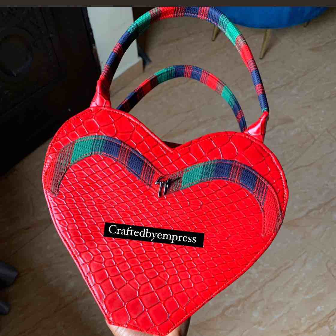 Handcrafted Heart shaped leather bag 