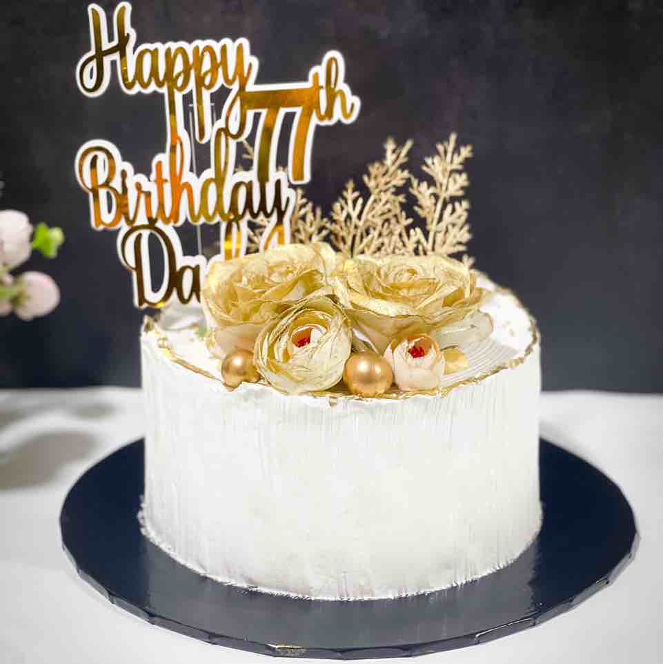 White and gold Whipped Cream cake