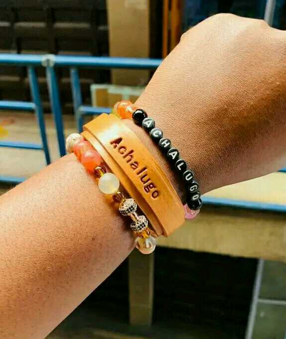 Leather and bead bracelet combo 