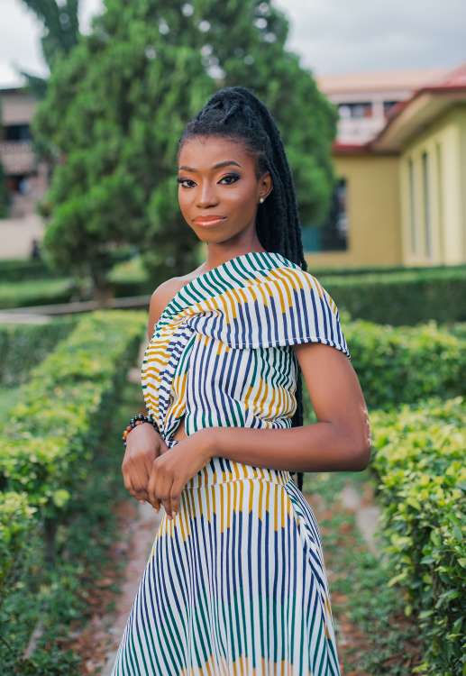 Long Yellow and Blue Stripped Dress