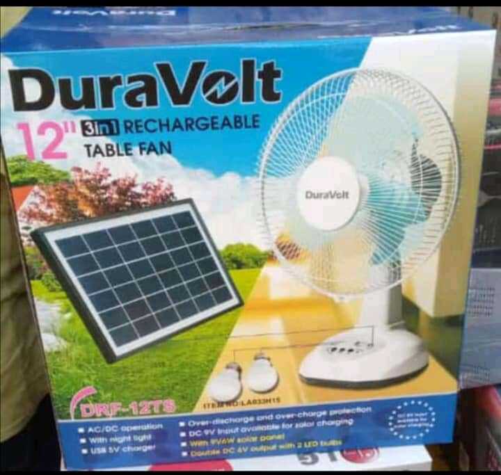 Duravolt 12" 3in1 Rechargeable table fan